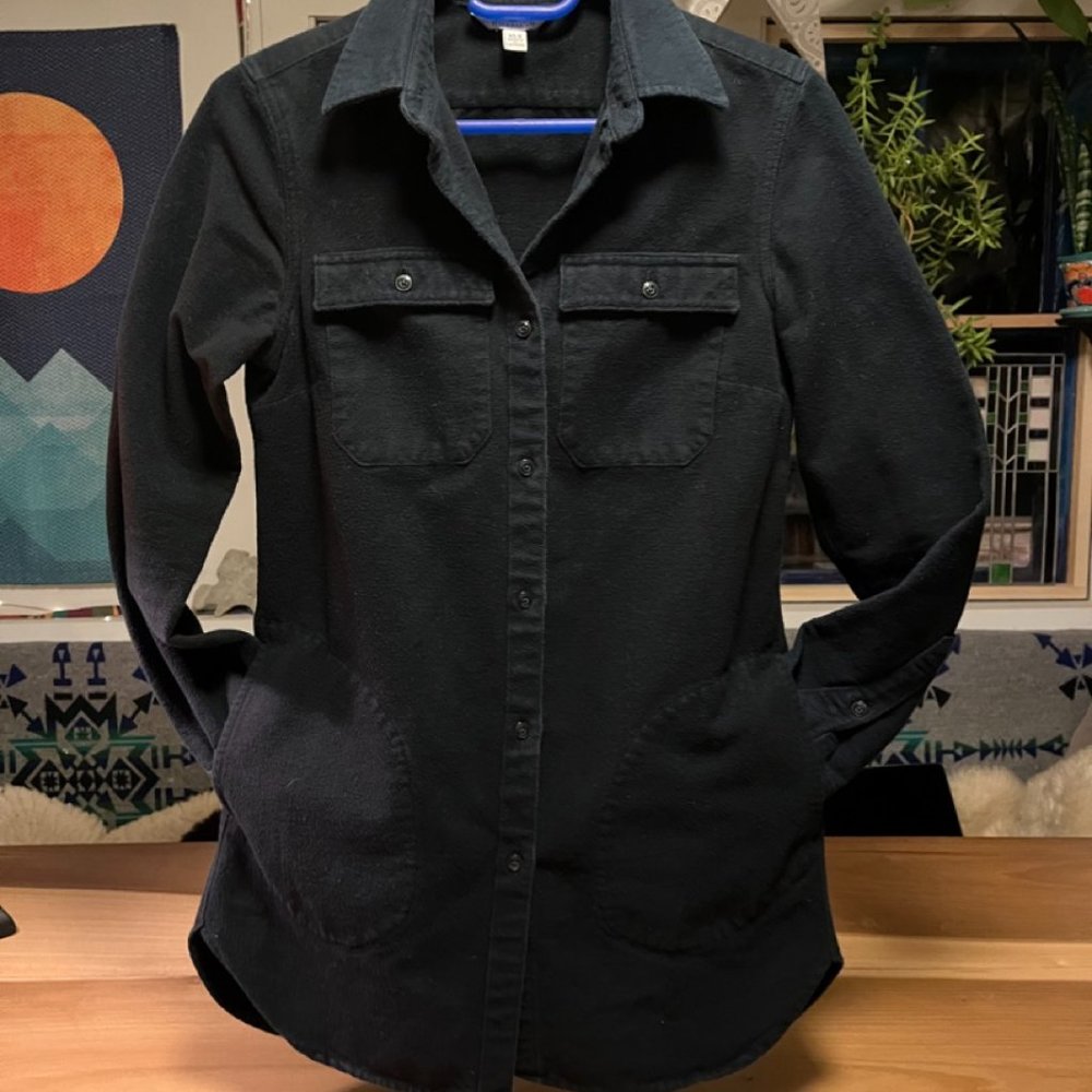 LL Bean Women's Signature Chamois Shirt, black, size xs
